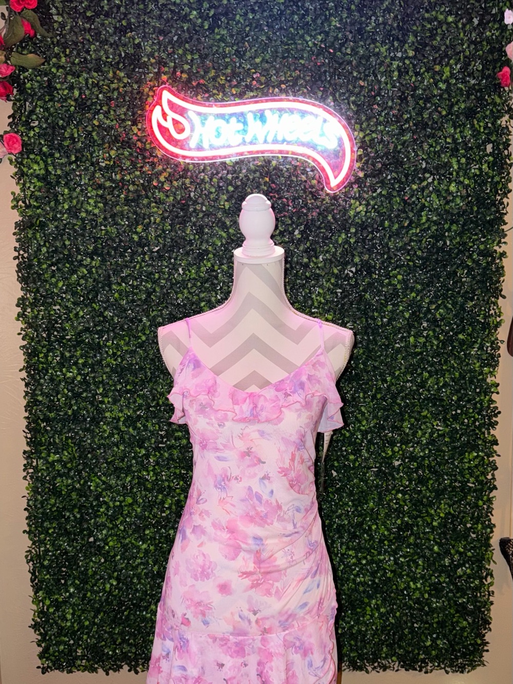 Caution To The Wind Pink Floral Ruffle Dress
